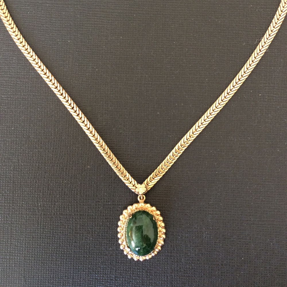 Vintage 12KT gold filled jade necklace.